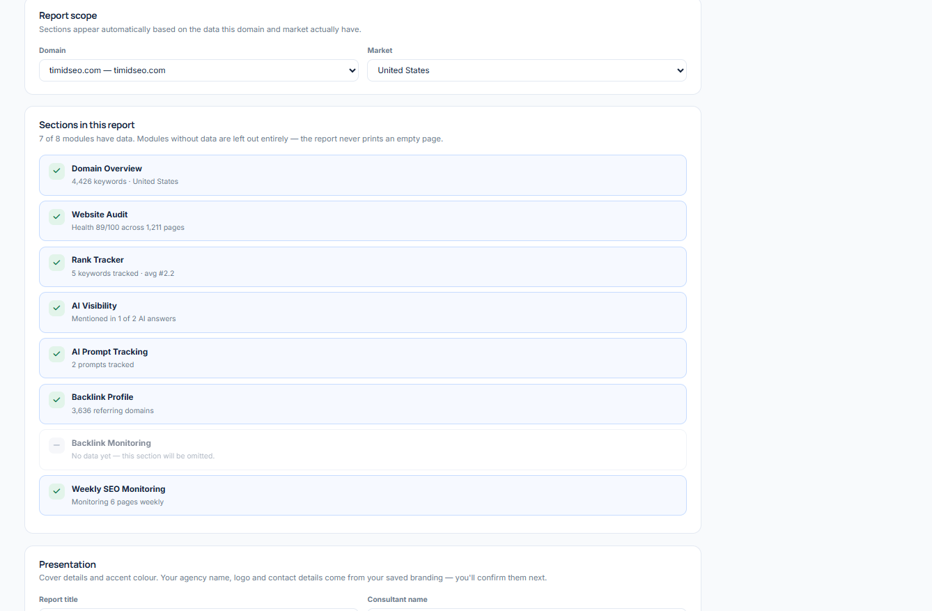 White-label report builder