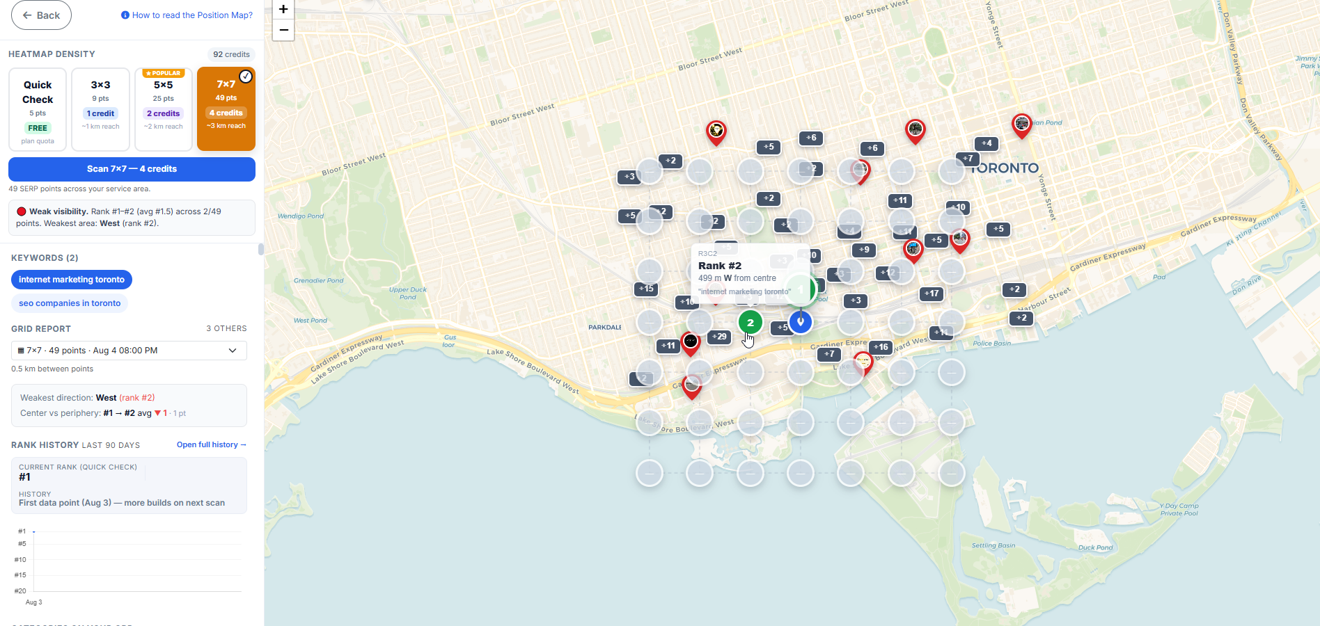 Full-screen Position Map — every scan point, point by point